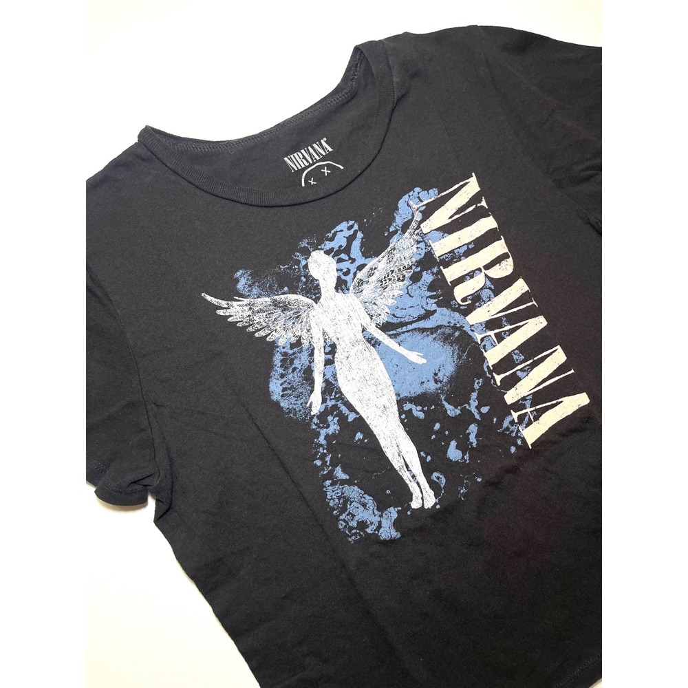 Nirvana In Utero Angel Graphic T-Shirt Black Rock Grunge Band Tee XL